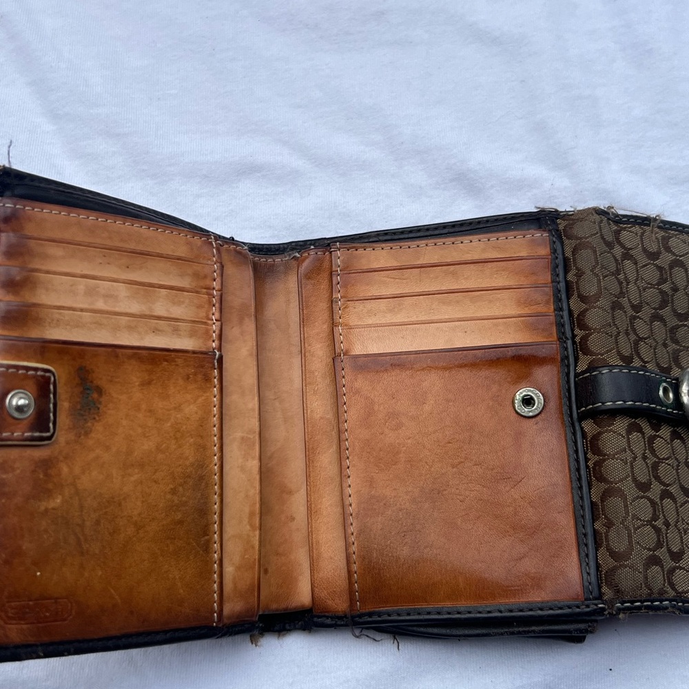 Coach Brown Signature Wallet + Black Camo Zip Wallet Set - Picture 8 of 11